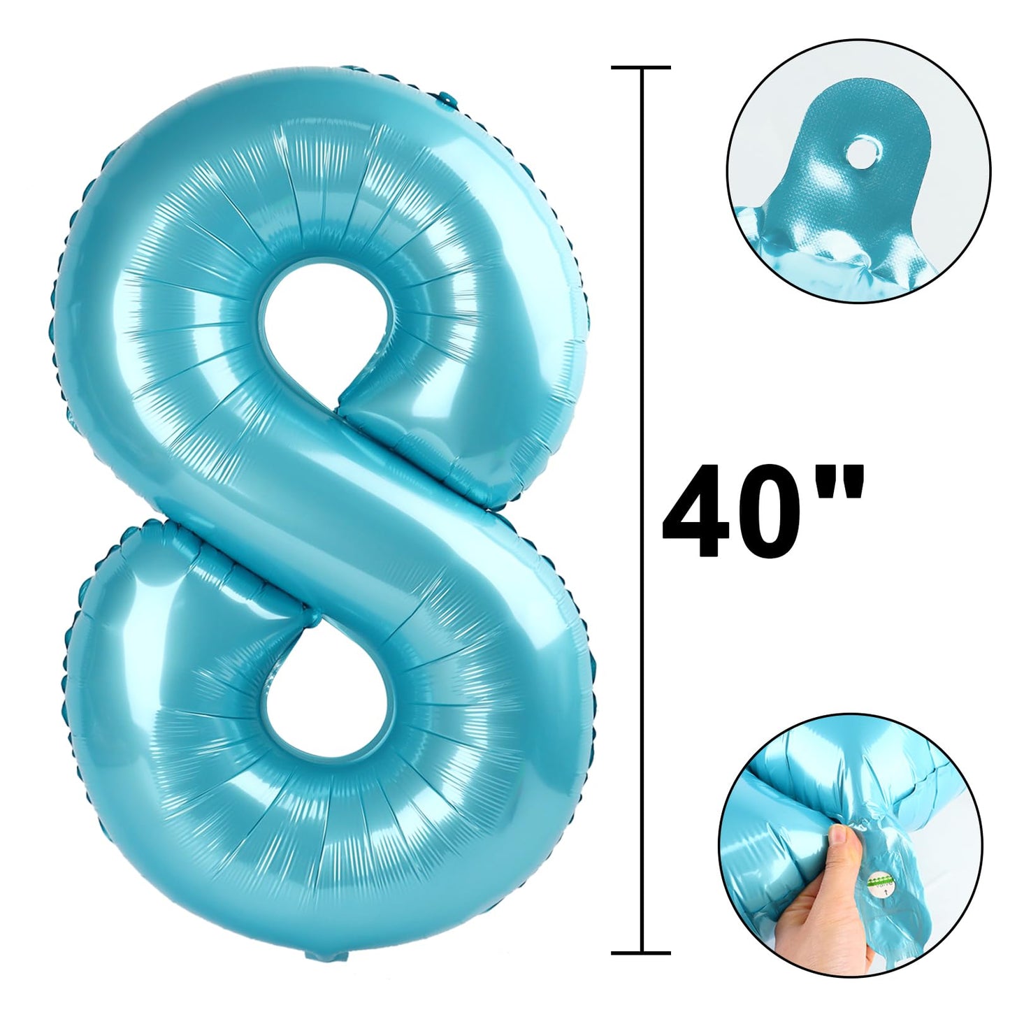 Kelfuoya 40-Inch Light Blue 28 Number Balloon – Jumbo Mylar Foil Balloon for Birthdays & Anniversary Parties