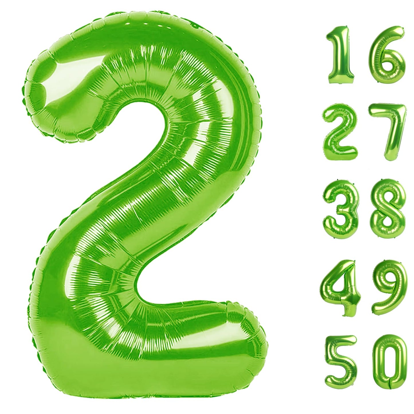 Kelfuoya 40 Inch Light Green Number 2 Balloon – Giant Foil Mylar Balloon for 12th Birthday & Anniversary Events