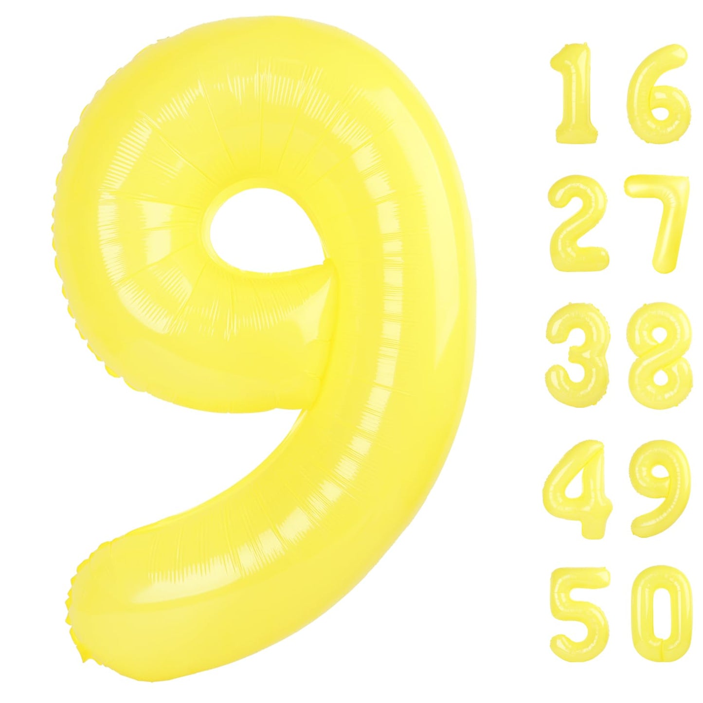 Kelfuoya 40in Macaron Yellow Number 9 Balloon – Jumbo Mylar Party Balloon