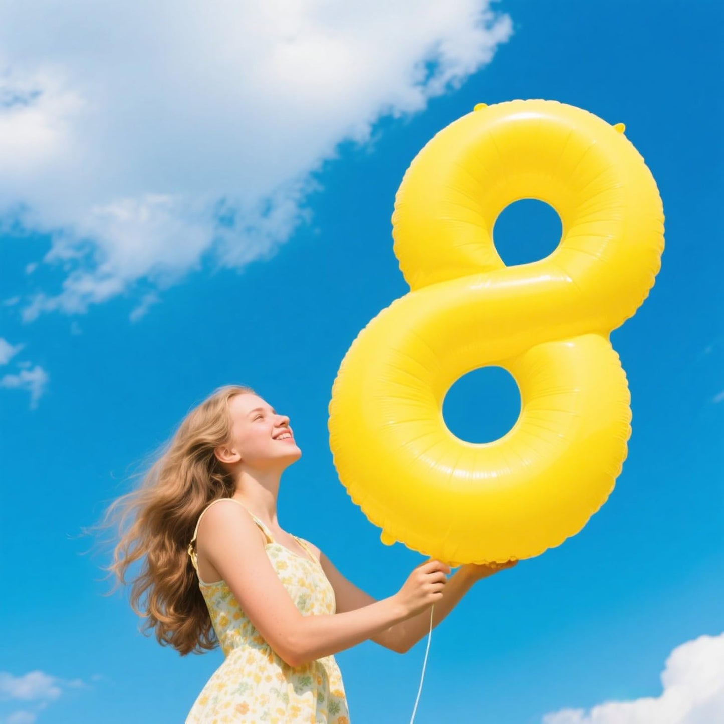 Kelfuoya 40-Inch Macaron Yellow Number 8 Foil Balloon – Giant Digit Balloon for 18th, 28th, 80th Birthday Celebrations