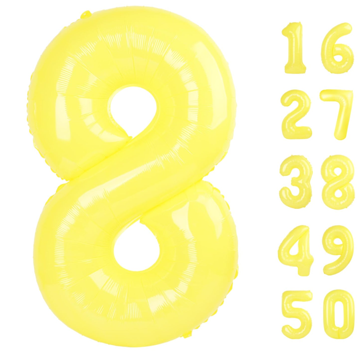 Kelfuoya 40-Inch Macaron Yellow Number 8 Foil Balloon – Giant Digit Balloon for 18th, 28th, 80th Birthday Celebrations
