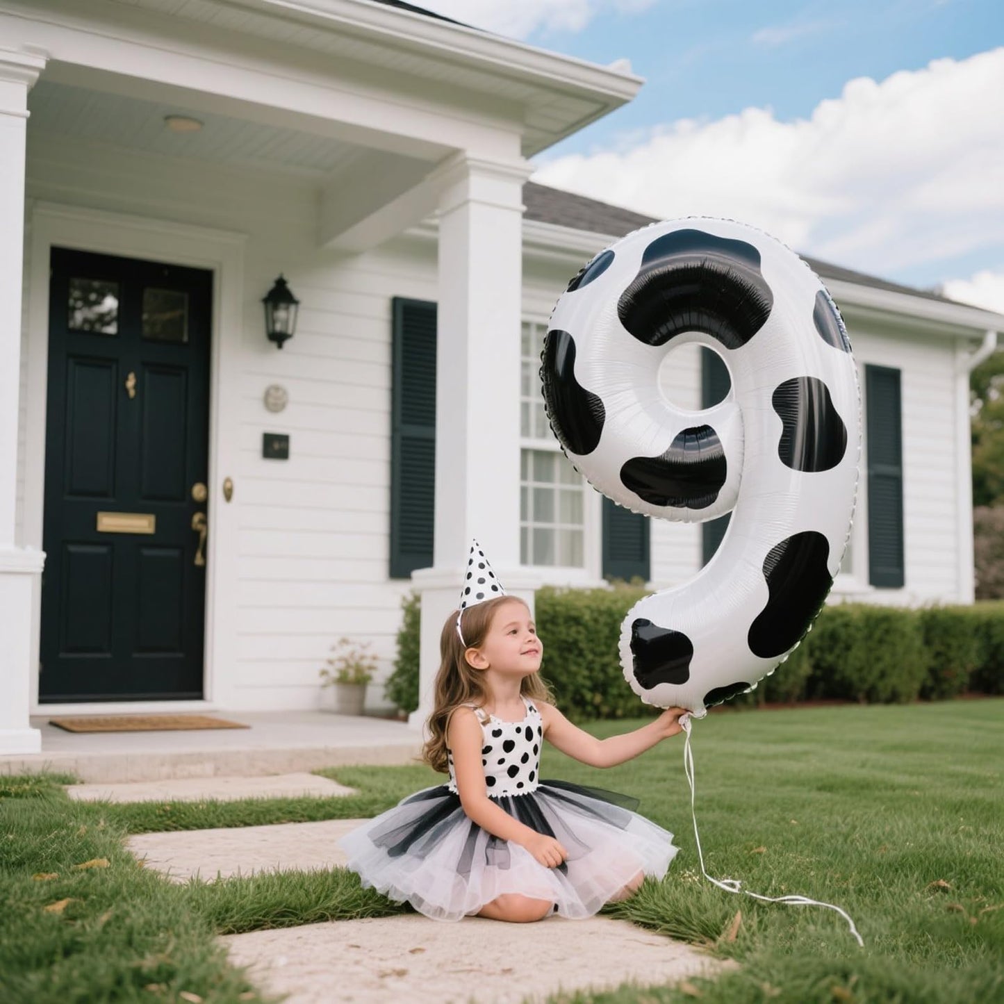 Kelfuoya 40-Inch Cow Print Number 9 Balloon – Jumbo Mylar Foil Balloon for Birthday, Anniversary & Milestones