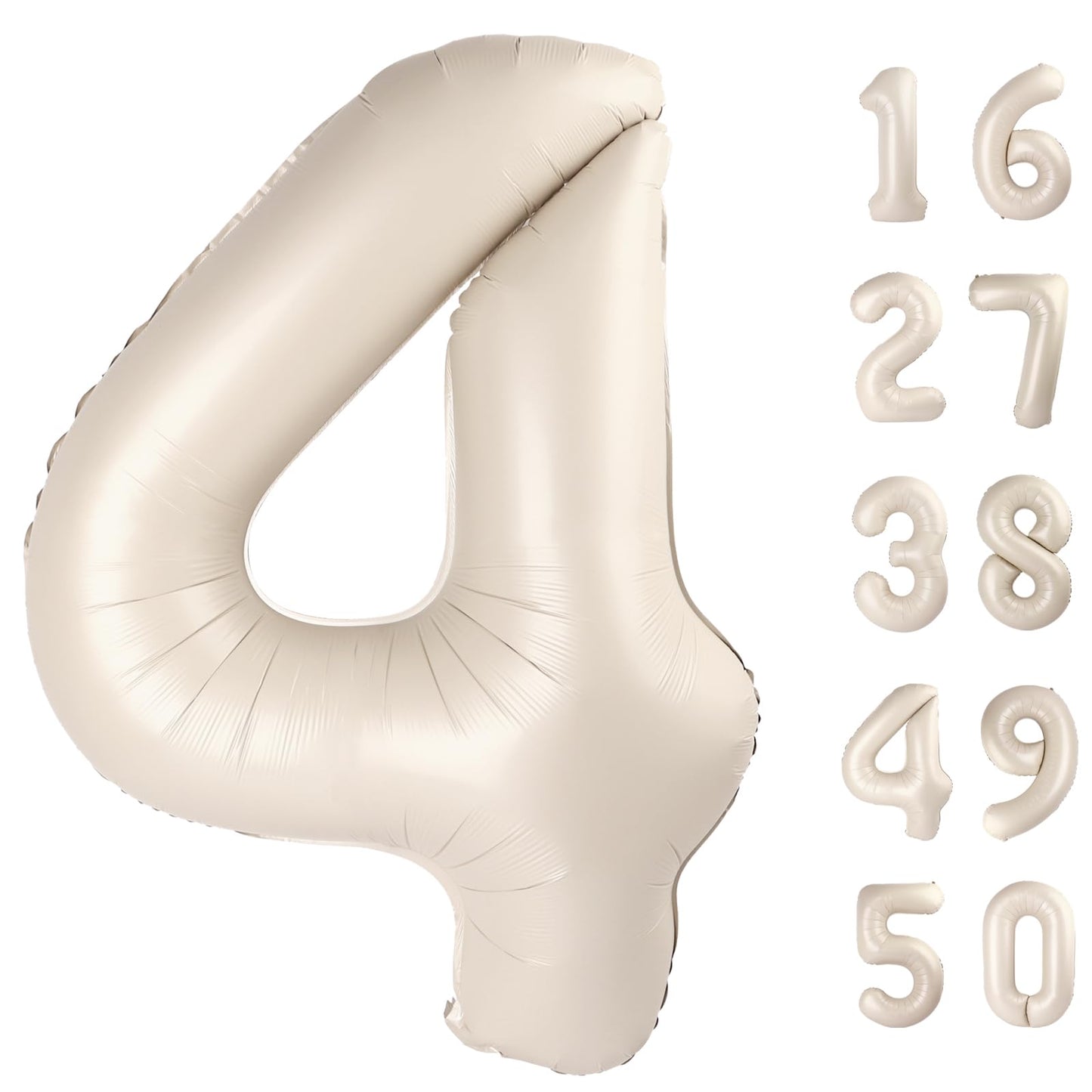 Kelfuoya 40-Inch Milk White Number Balloon – Cream Giant Foil for Birthdays & Anniversaries