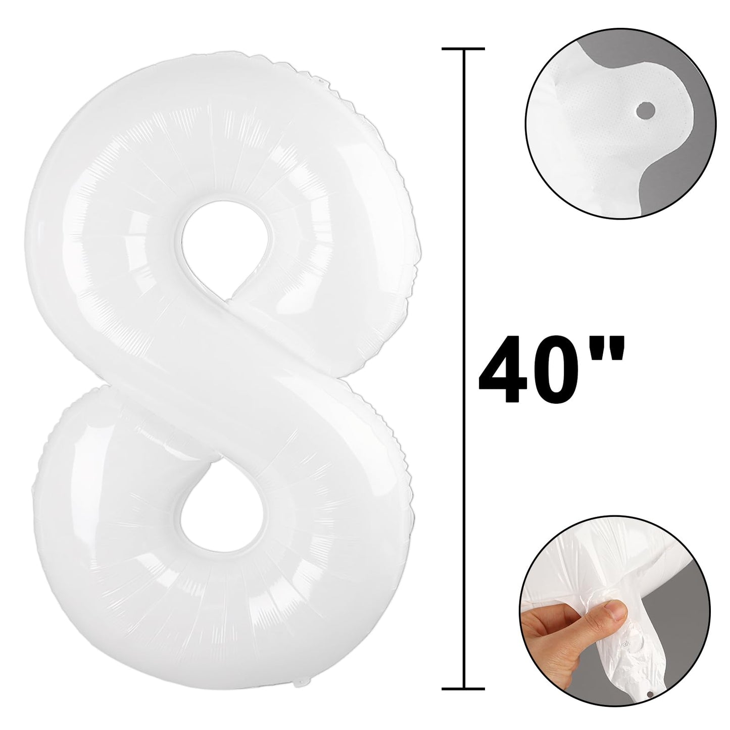 Kelfuoya 40in White Number 28 Balloon – Jumbo Mylar Foil Digital Balloon for Birthday & Anniversary Parties