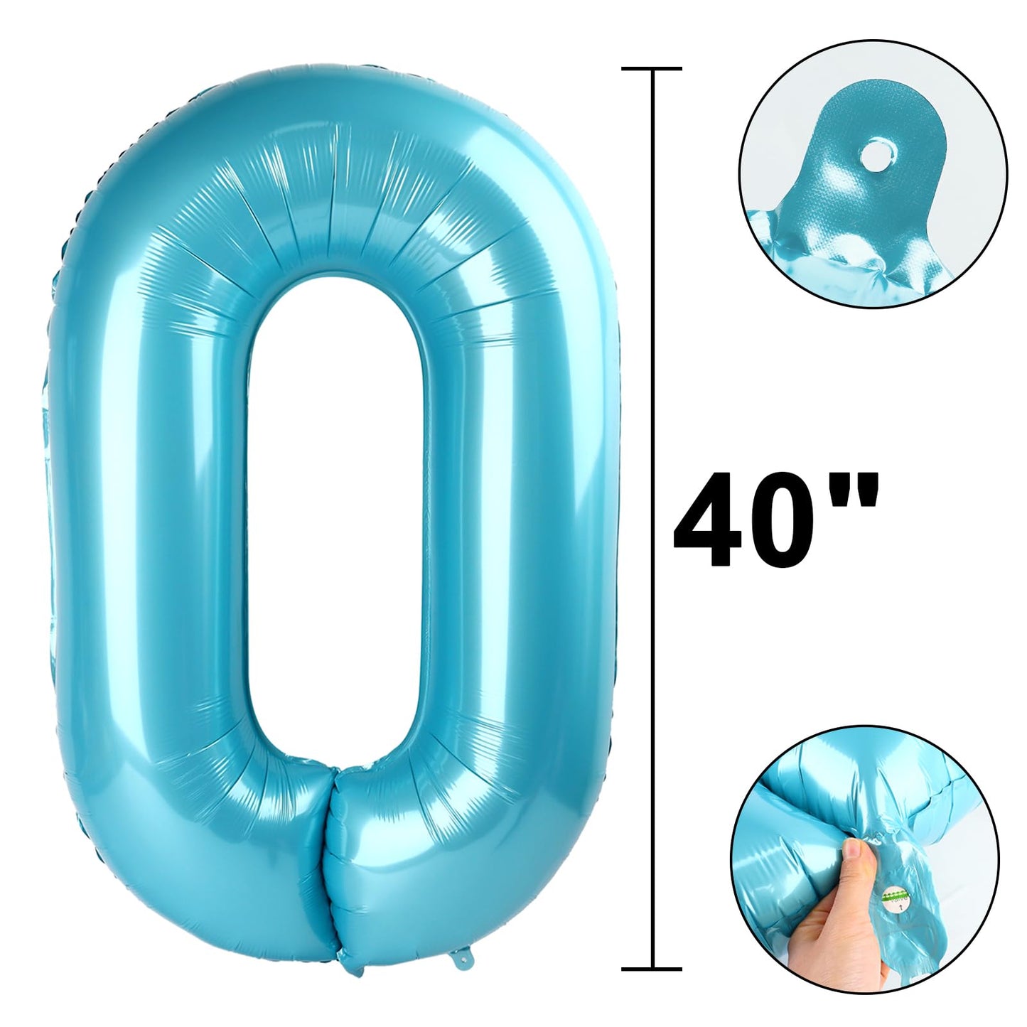 Kelfuoya 40-Inch Light Blue Number 20 Balloon | Jumbo Mylar Foil Balloon for Birthday & Anniversary