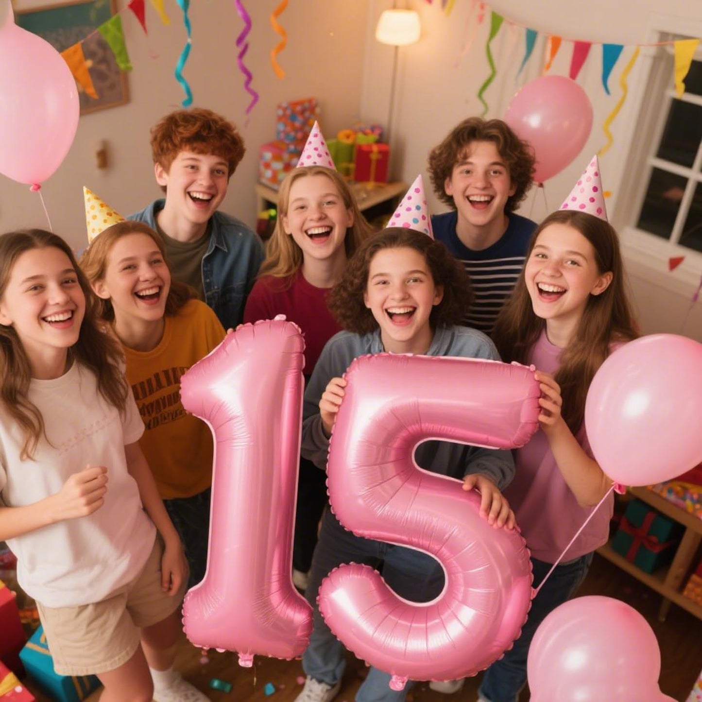 Kelfuoya 40 Inch Pink Number 15 Digital Balloon - Jumbo Mylar Foil Helium Balloon for Birthdays & Anniversaries