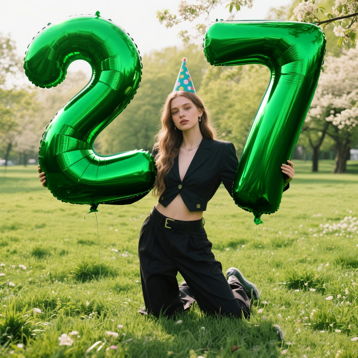 Kelfuoya 40-Inch Green 7 Number Balloon | Giant Foil Birthday & Anniversary Decor