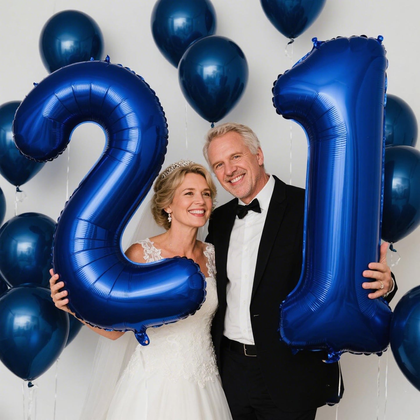 Kelfuoya 40-Inch Navy Blue Number 21 Digital Balloon | Jumbo Mylar Foil Balloon for Birthday & Anniversary