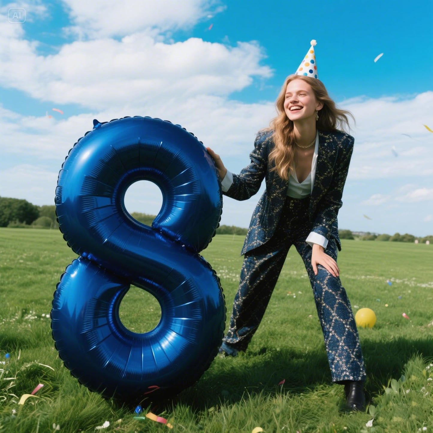 Kelfuoya 40-Inch Number 8 Balloon – Navy Blue Jumbo Foil Digit for Graduation, Birthday, and Anniversary Parties