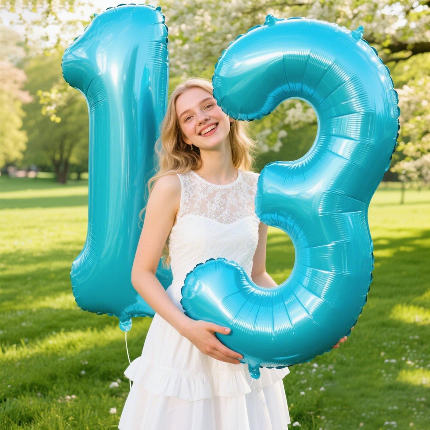 Kelfuoya 40inch Light Blue Number 13 Balloon – Jumbo Mylar Foil Helium Party Balloon