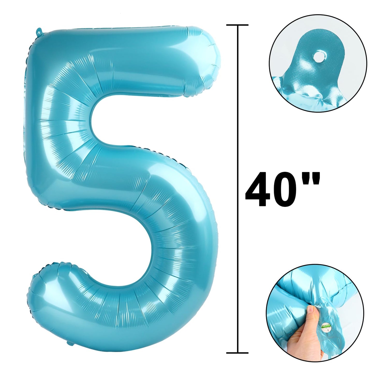 Kelfuoya 40in Light Blue Number 15 Balloon – Digital Mylar Foil for Birthday & Anniversary Decor