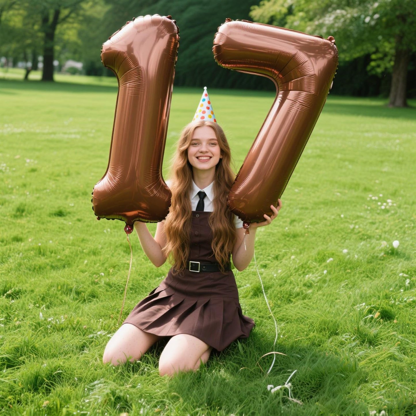 Kelfuoya 40-Inch Dark Brown Number 17 Balloon | Jumbo Mylar Foil 17th Birthday & Anniversary Decor
