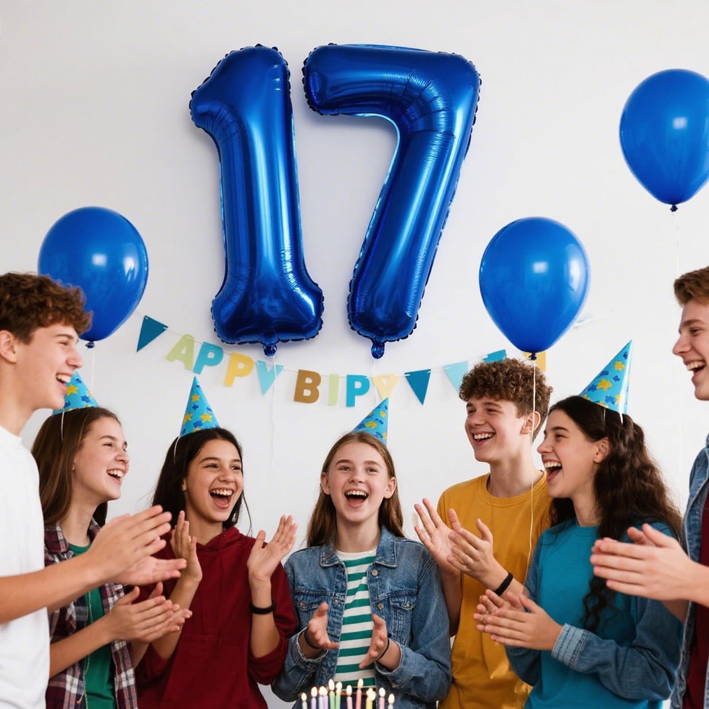 Kelfuoya 40-Inch Navy Blue Number 17 Balloon | Jumbo Mylar Foil Balloon for Birthday & Anniversary