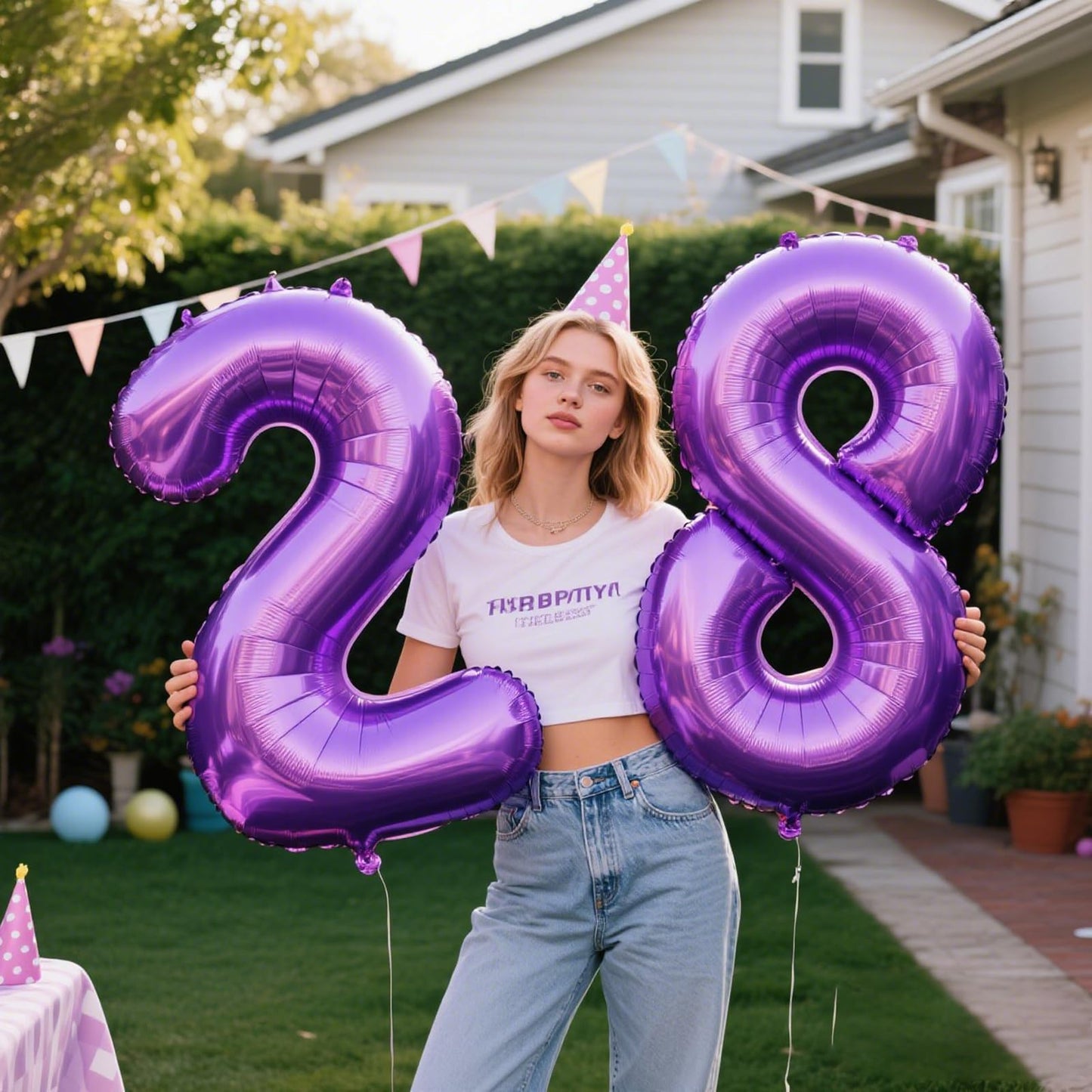 Kelfuoya 40-Inch Purple Number 2 Foil Balloon – Giant Mylar Party Decoration