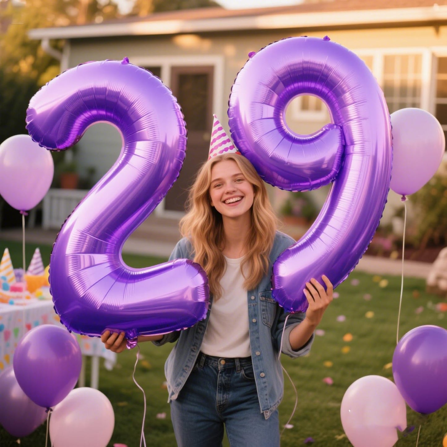 Kelfuoya 40-Inch Purple Number 2 Foil Balloon – Giant Mylar Party Decoration