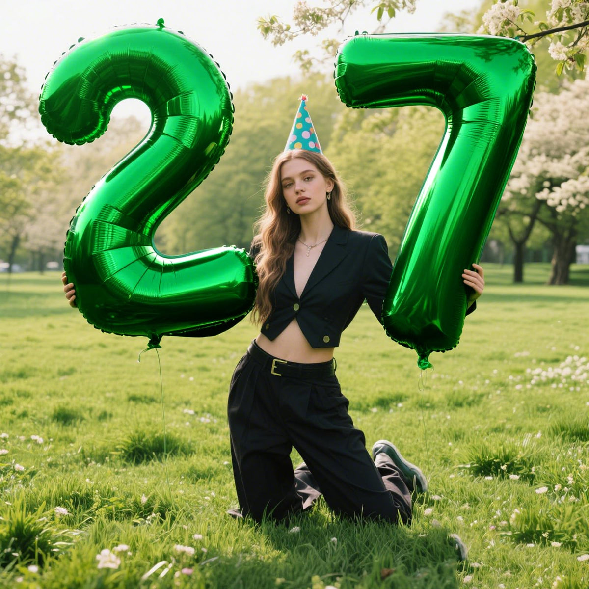 Kelfuoya 40 Inch Green Number 2 Balloon – Giant Foil Mylar Balloons for Birthdays & Anniversaries