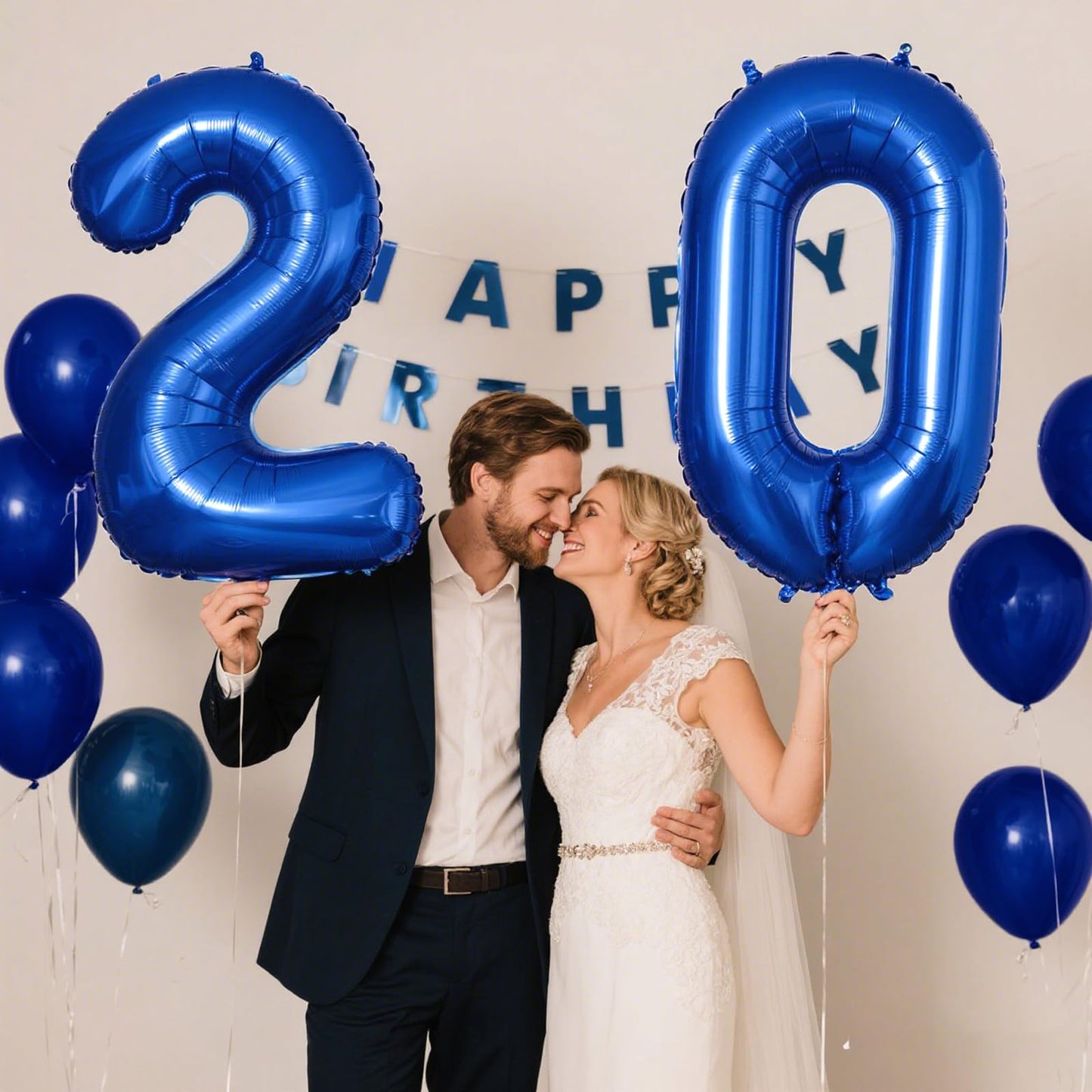 Kelfuoya 40 Inch Navy Blue Number 20 Balloon | Jumbo Mylar Foil Digital Balloon for 20th Birthday, Wedding & Anniversary