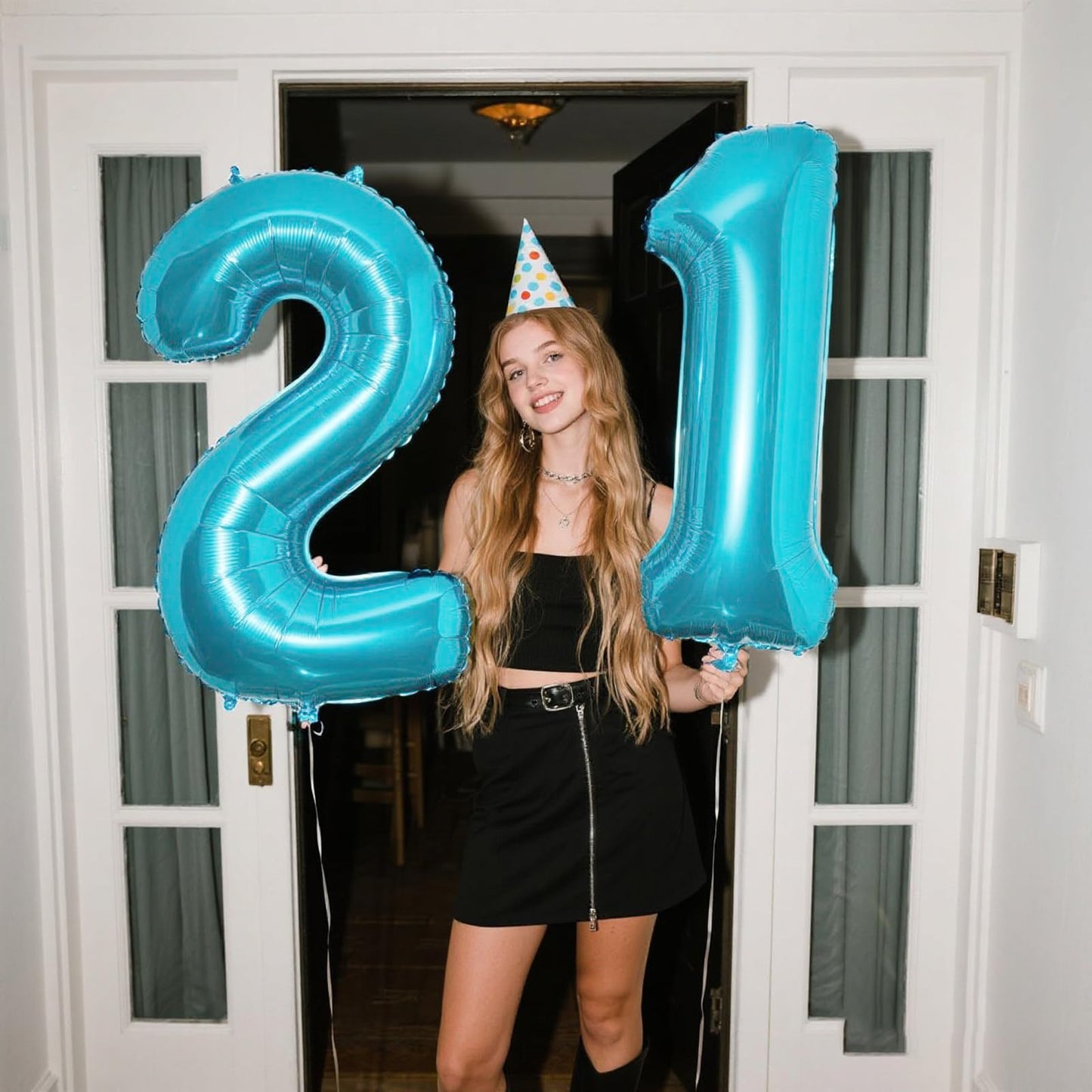 Kelfuoya 40-Inch Light Blue Number 21 Balloon | Jumbo Mylar Digital Balloon for Birthdays & Anniversaries