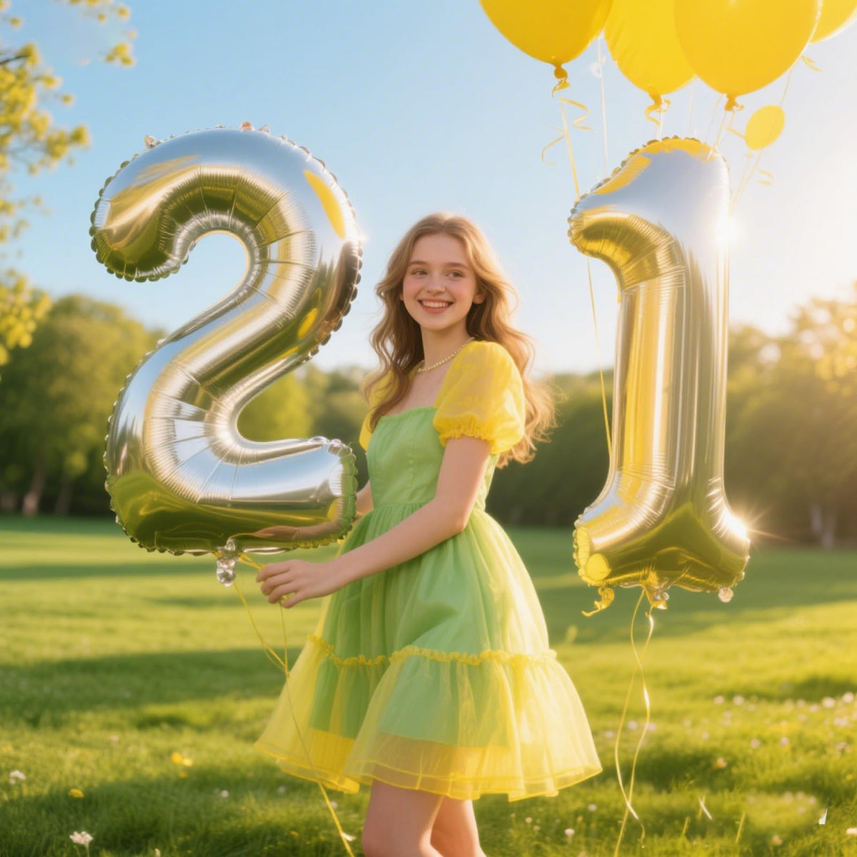 Kelfuoya 40 Inch Silver Number 21 Balloon — Jumbo Mylar Foil for Birthday and Anniversary