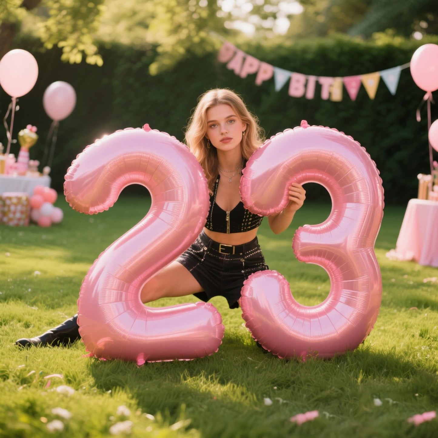 Kelfuoya 40 Inch Pearlescent Pink Number 23 Balloon – 23rd Birthday & Anniversary Mylar Balloon