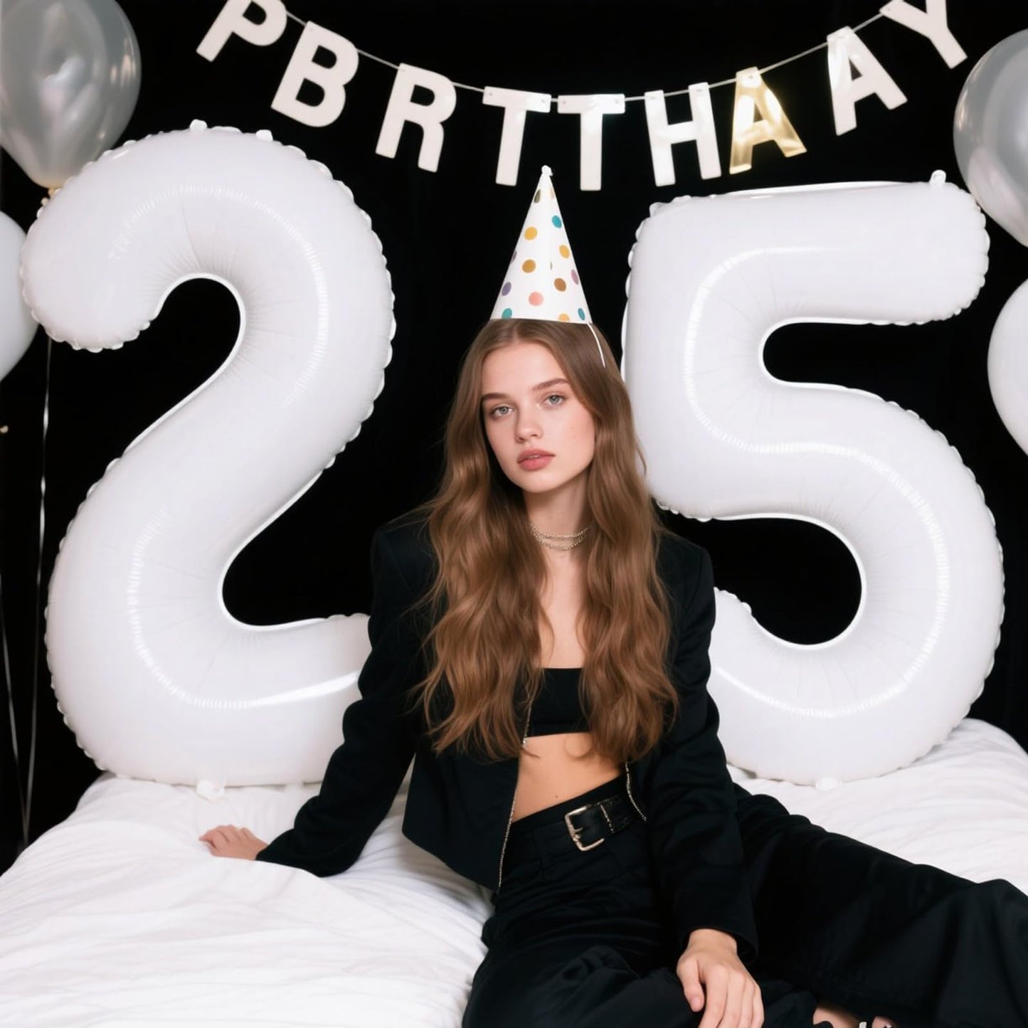 Kelfuoya 40-Inch White Number 25 Digital Balloon – Jumbo Mylar Foil Birthday & Anniversary Balloon
