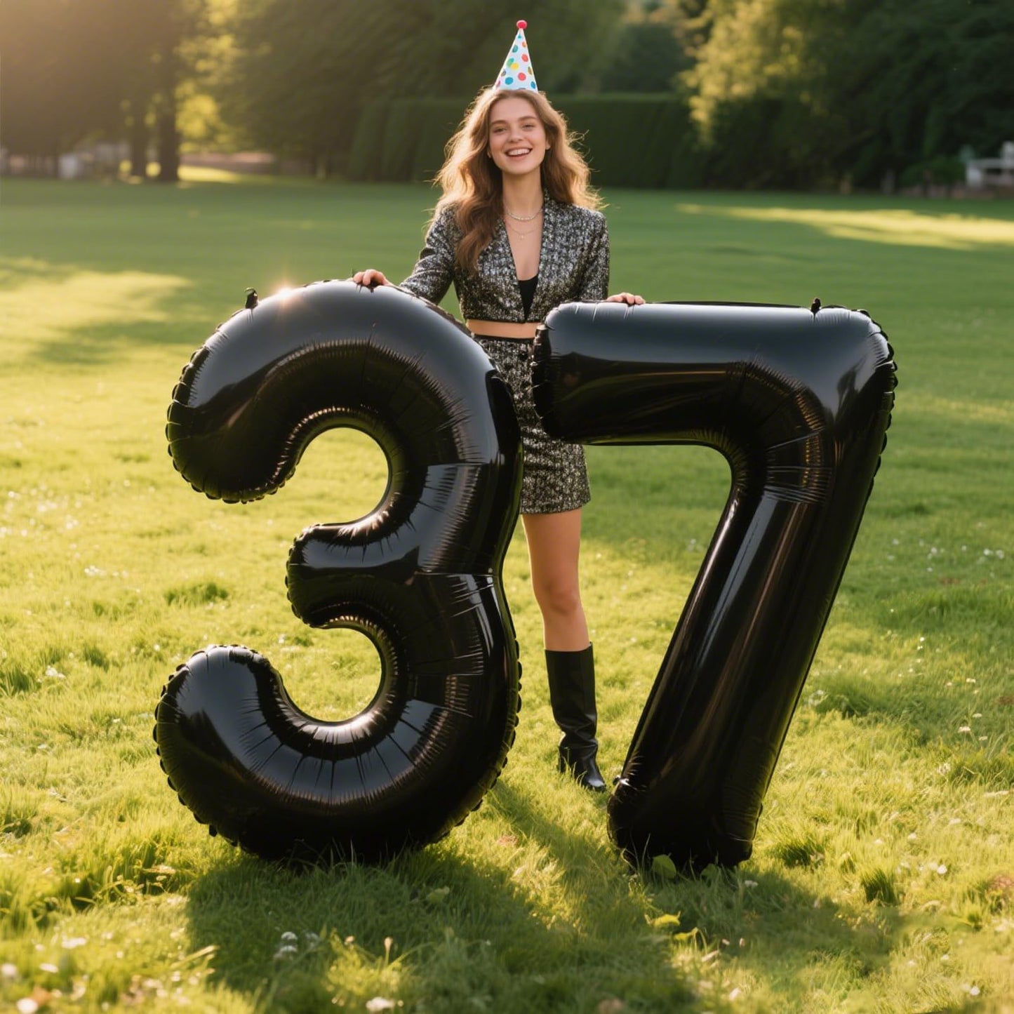 Kelfuoya 40 Inch Black Foil Number 3 Balloon | Large Mylar Birthday & Anniversary Decor