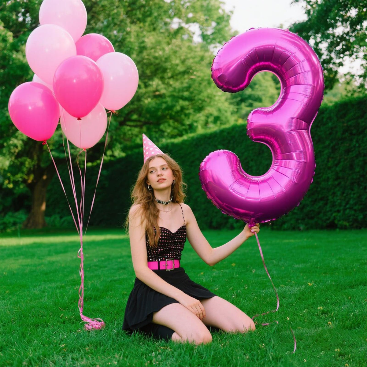 Kelfuoya 40-Inch Rose Purple Number 3 Balloon | Jumbo Mylar Balloon for Birthdays & Anniversaries