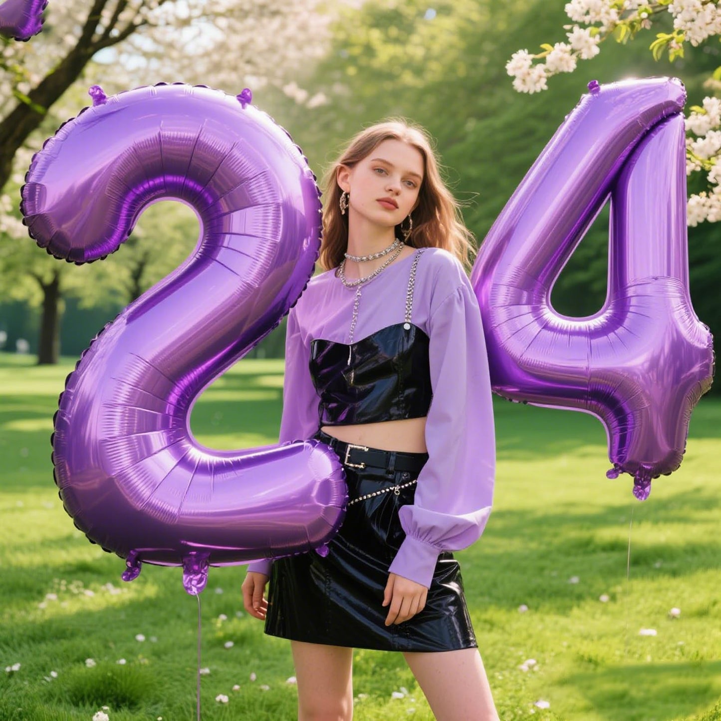 Kelfuoya 40 Inch Purple Number 4 Foil Balloon | Giant Mylar Balloon for Birthdays & Anniversaries