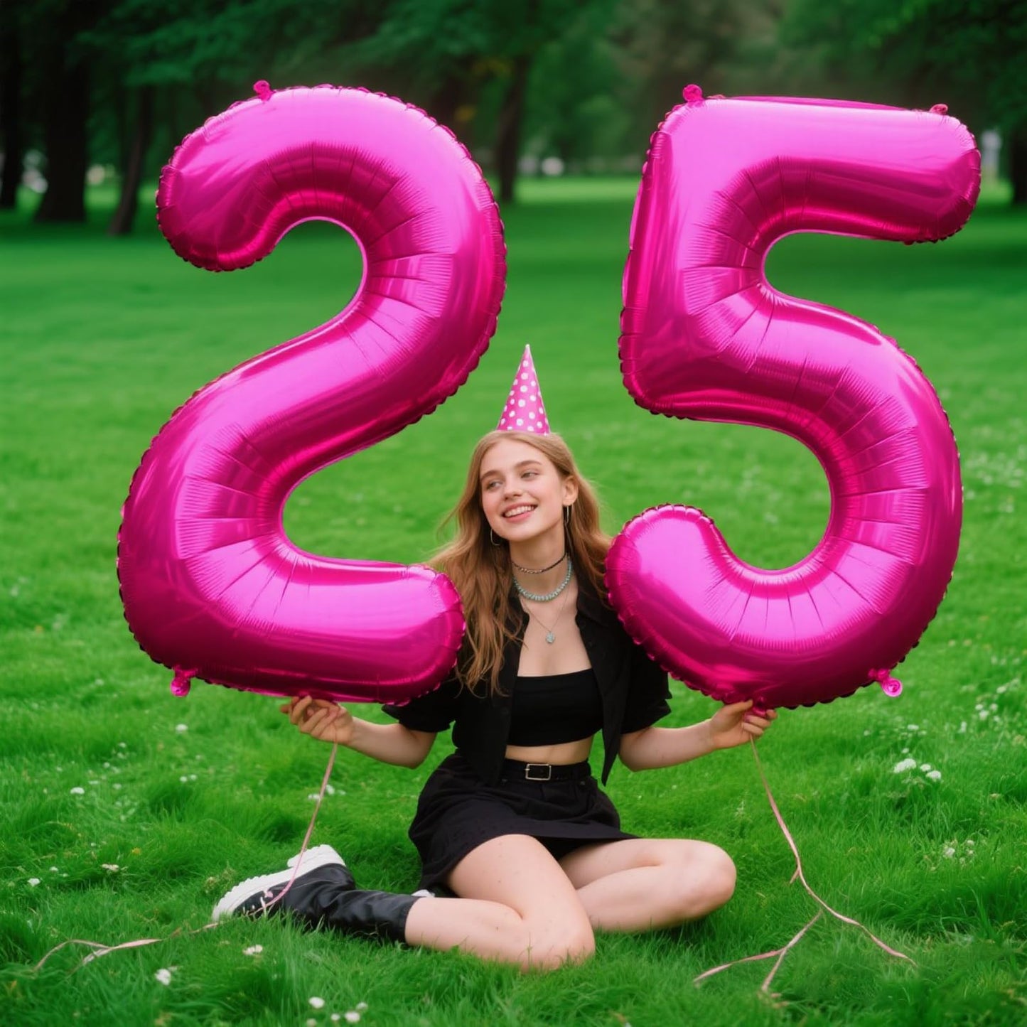 Kelfuoya Rose Red Number 5 Balloon – 40-Inch Giant Hot Pink Foil Balloon for Birthdays & Celebrations