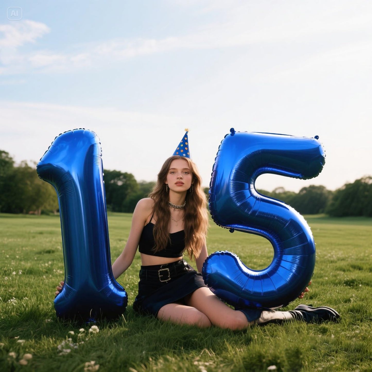 40 Inch Number 5 Balloon Jumbo Dark Blue Foil Digit by Kelfuoya