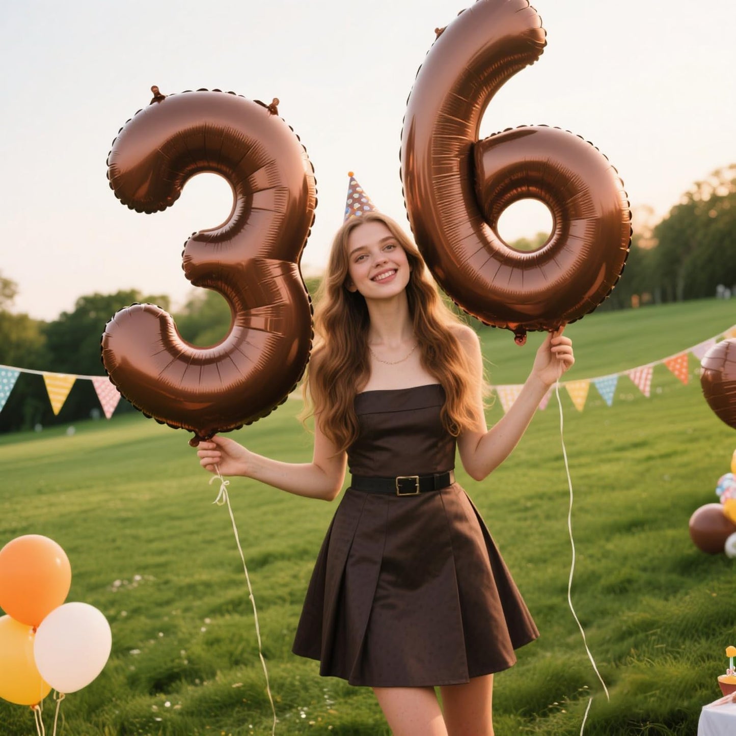 Kelfuoya 40 Inch Dark Brown Number 6 Foil Mylar Balloon – Large 6 Balloon for Birthdays, Anniversaries & Event Decor