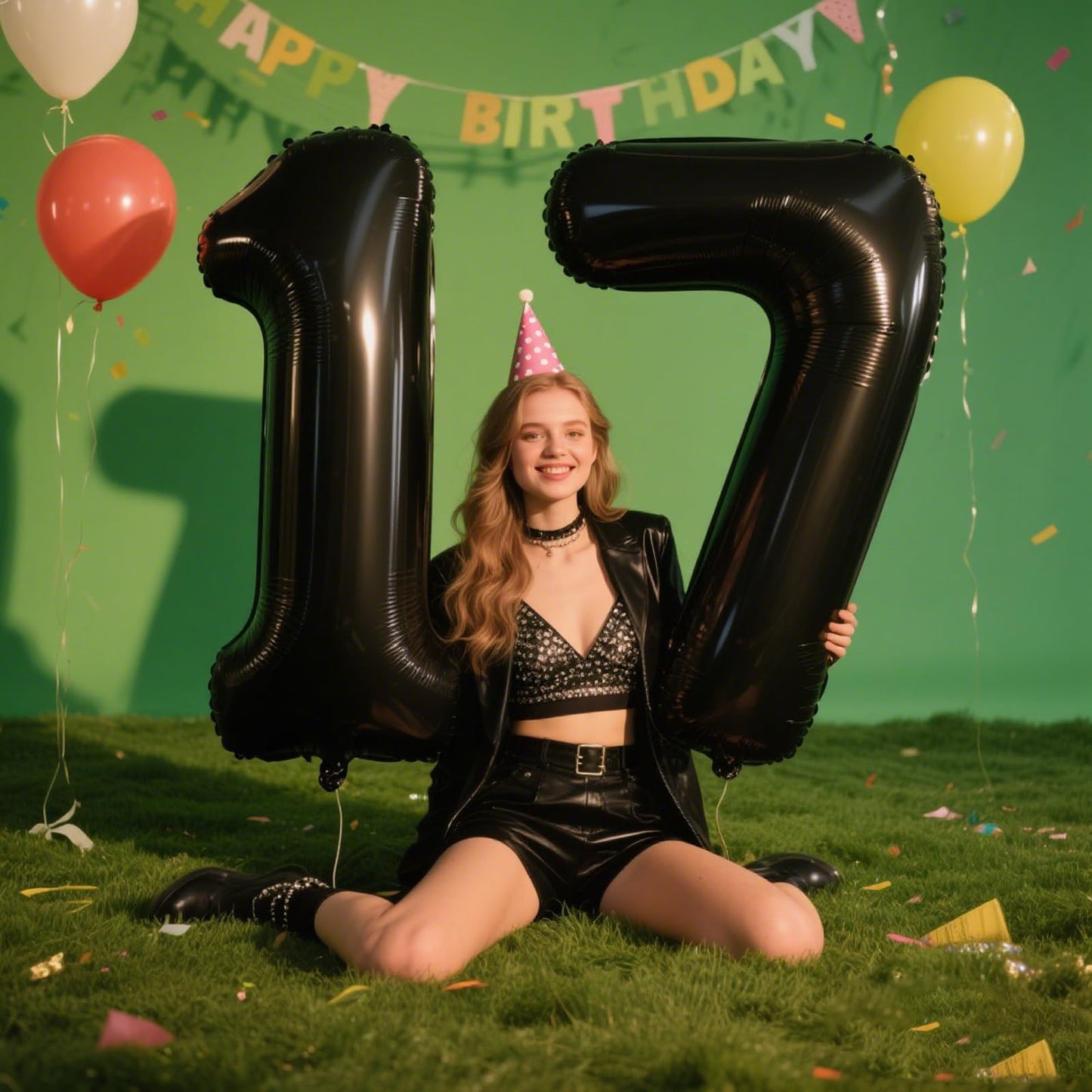 Kelfuoya 40-Inch Black Number 7 Balloon – Giant Mylar Birthday & Anniversary Decor