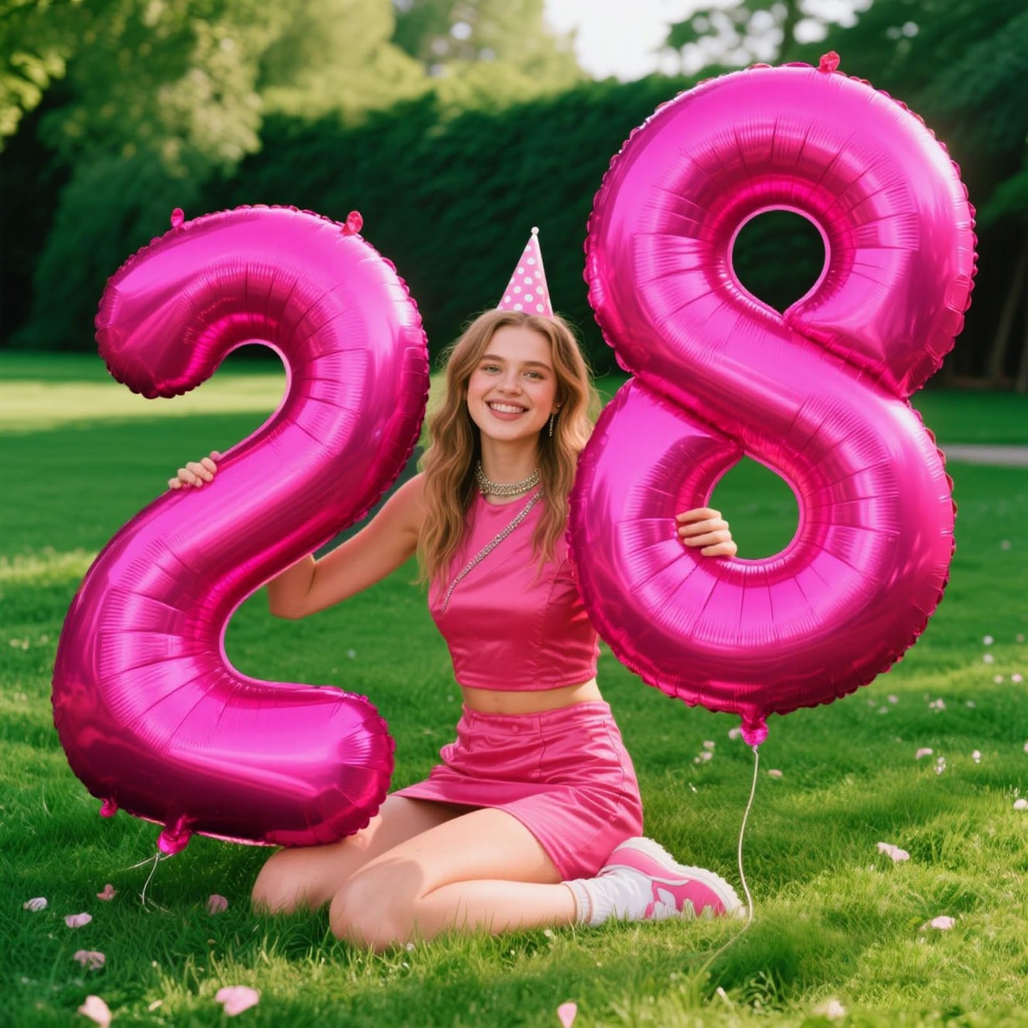 Kelfuoya Rose Red Number 8 Balloon, 40-Inch Jumbo Hot Pink Foil Balloon for Birthdays & Anniversaries