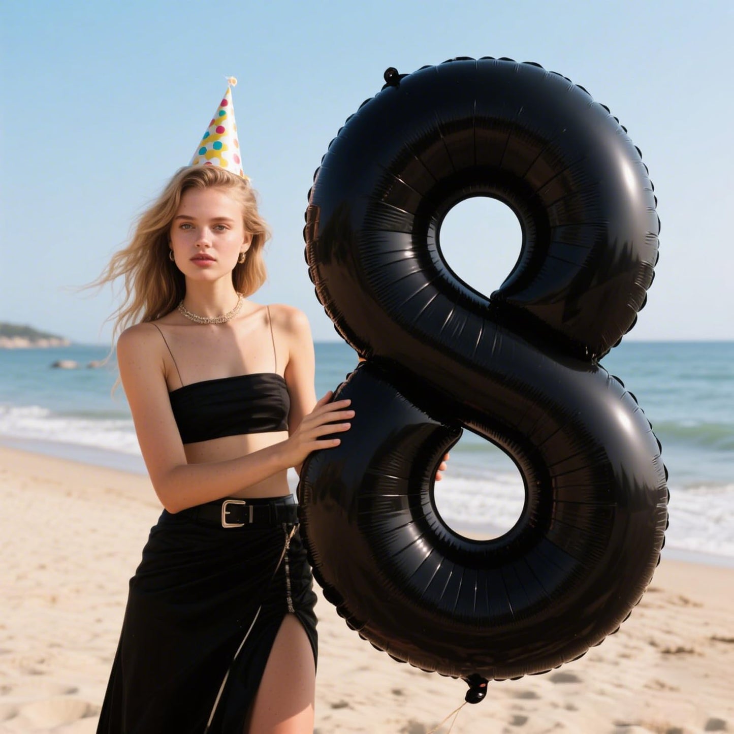 40-Inch Black Number 8 Foil Balloon | Large Mylar Party Balloon for 18th Birthday & 80th Anniversary – Kelfuoya