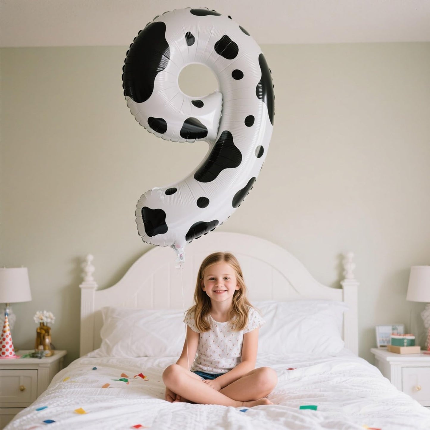 Kelfuoya 40-Inch Cow Print Number 9 Balloon – Jumbo Mylar Foil Balloon for Birthday, Anniversary & Milestones
