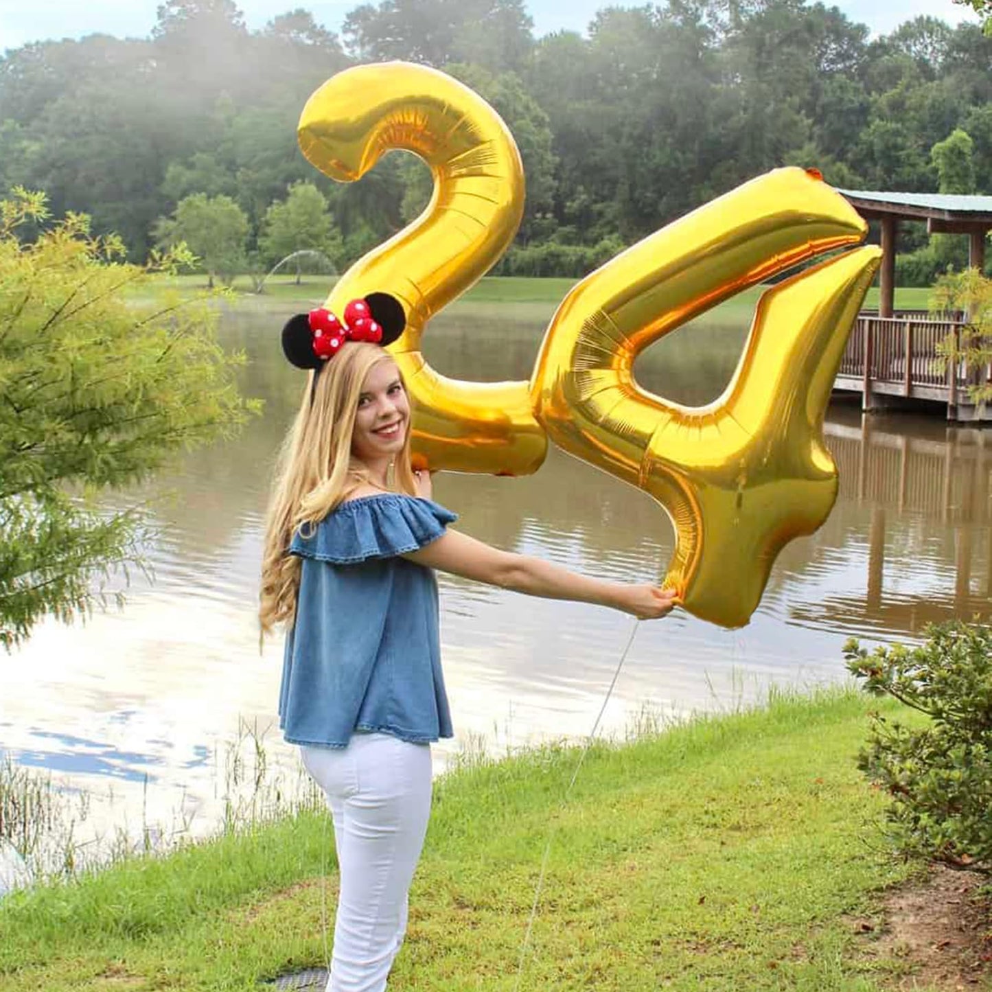 Kelfuoya 40-Inch Gold Number 24 Balloon – Jumbo Mylar Foil Birthday & Anniversary Decoration