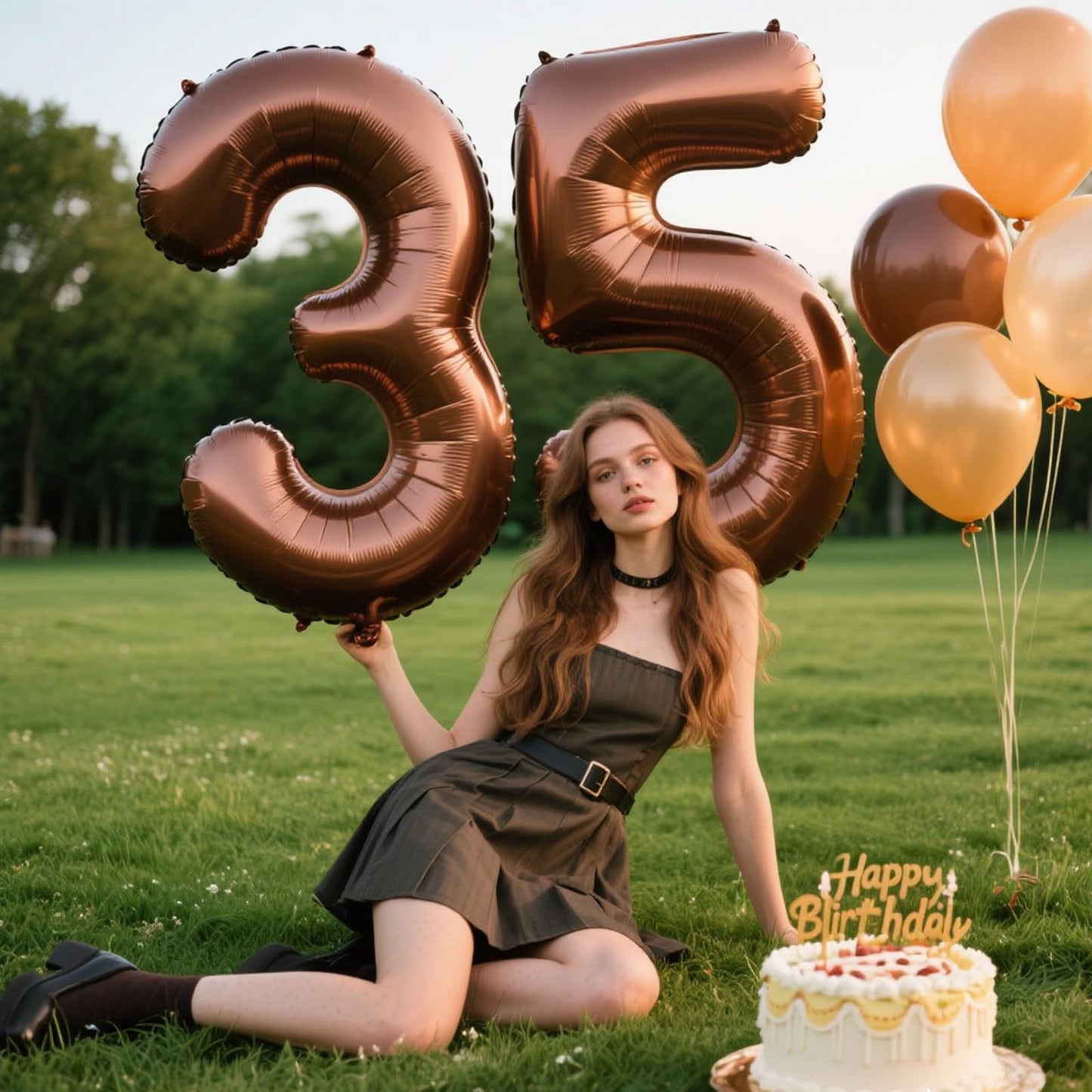 Kelfuoya 40in Dark Brown Number 5 Balloon – Jumbo Mylar Foil Birthday Decor