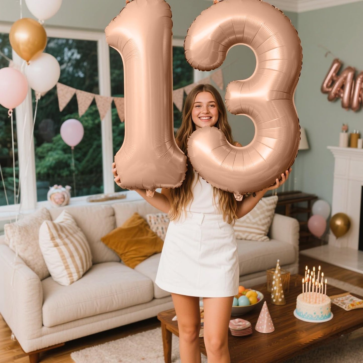 Kelfuoya 40-Inch Caramel Number 3 Balloon – Jumbo Foil Mylar Party Decoration