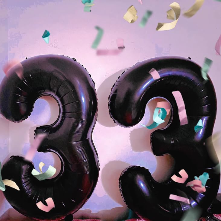 Kelfuoya 40-Inch Black Number 33 Balloon | Jumbo Mylar Foil Digital Balloon for Birthdays & Weddings