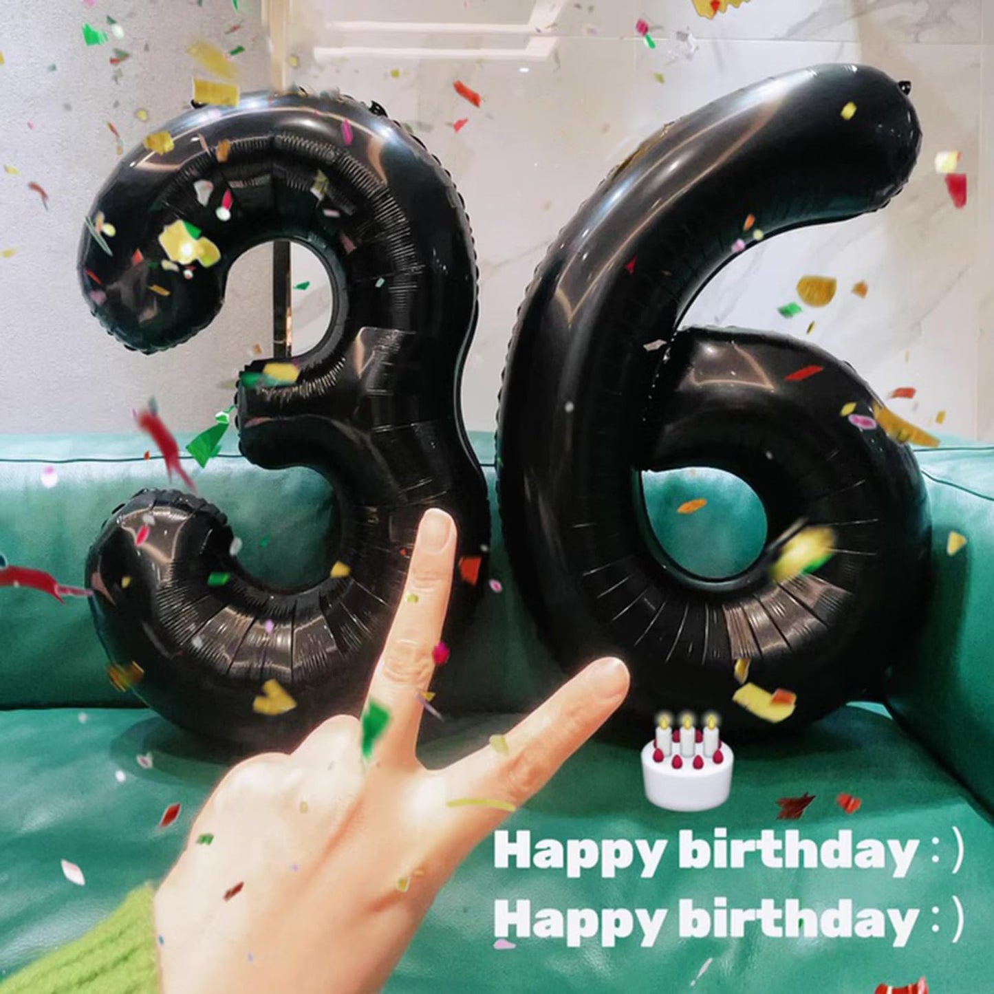 Kelfuoya 40-Inch Black Number 60 Digital Balloon – Jumbo Mylar Foil Helium Balloon for 60th Birthday or Anniversary
