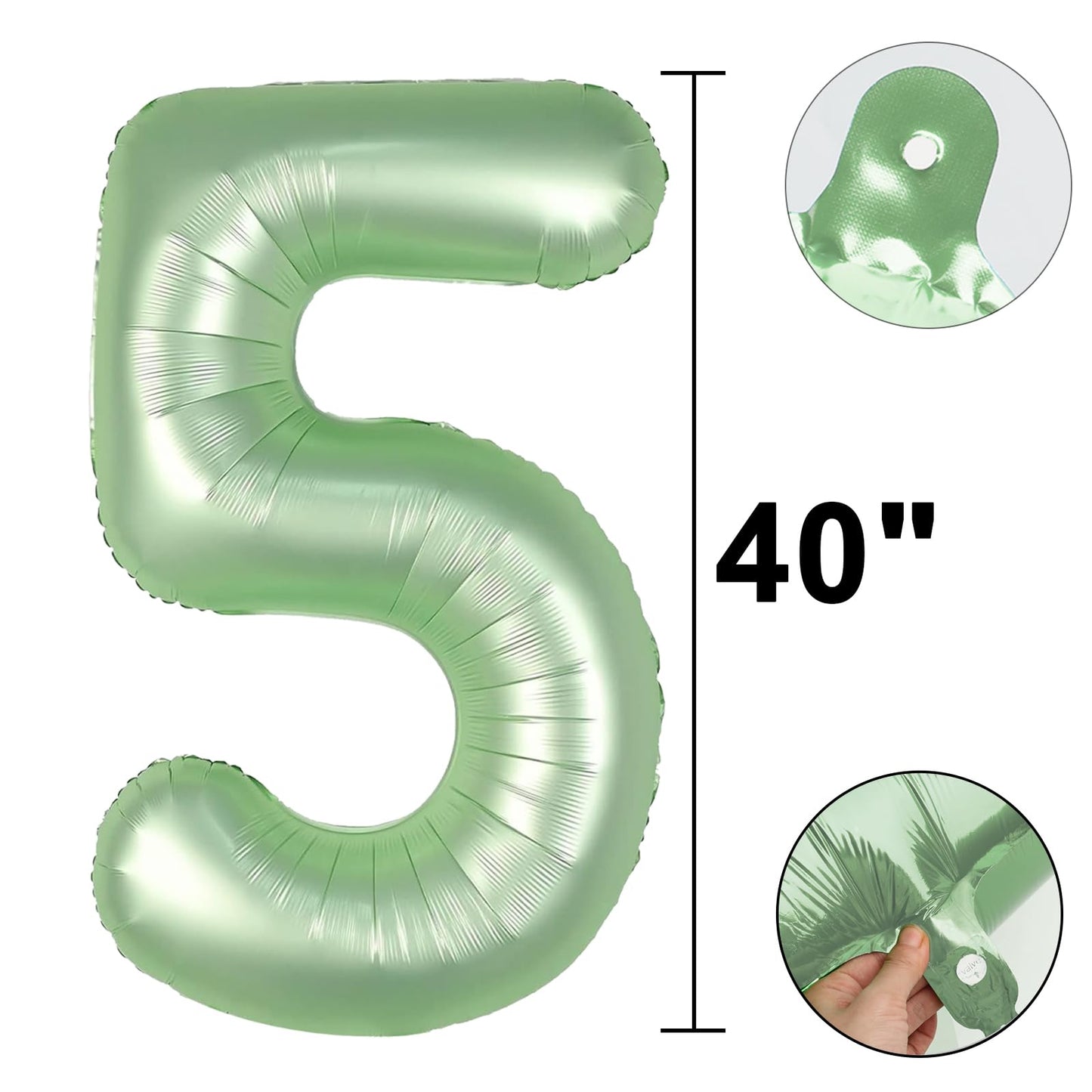 Kelfuoya 40-Inch Olive Green Number 5 Balloon – Jumbo Mylar Foil Helium Balloon