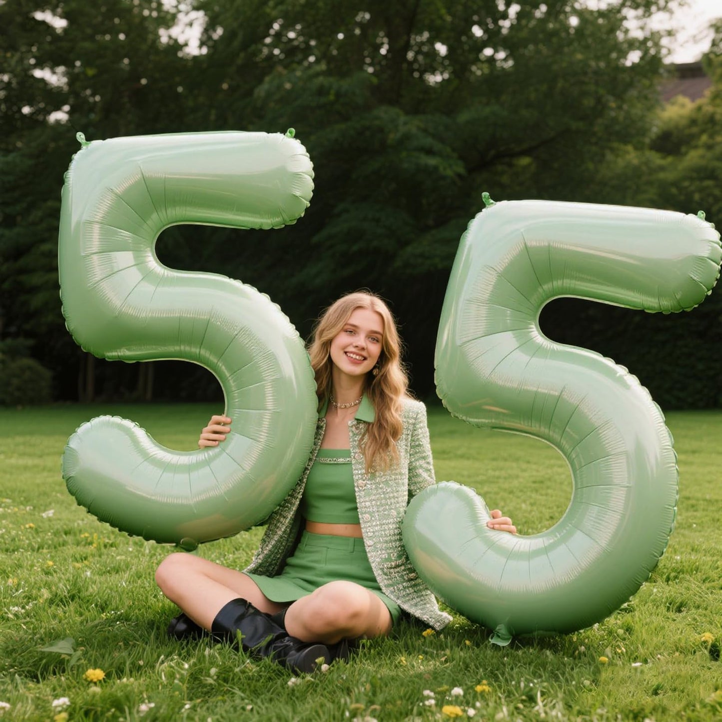 Kelfuoya 40-Inch Olive Green Number 5 Balloon – Jumbo Mylar Foil Helium Balloon