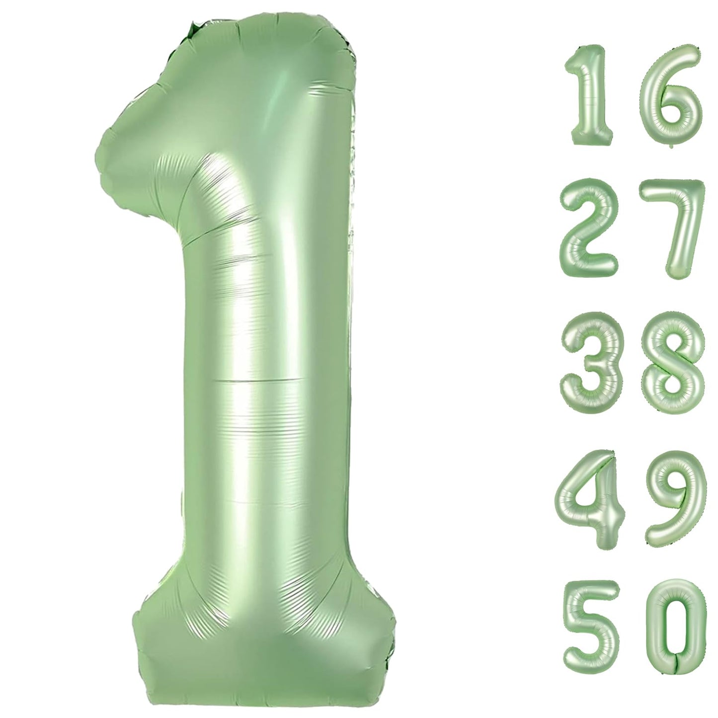 Kelfuoya 40 Inch Olive Green Number 1 Balloon – Jumbo Mylar Foil Helium Balloon for First Birthday, Weddings & Celebrations