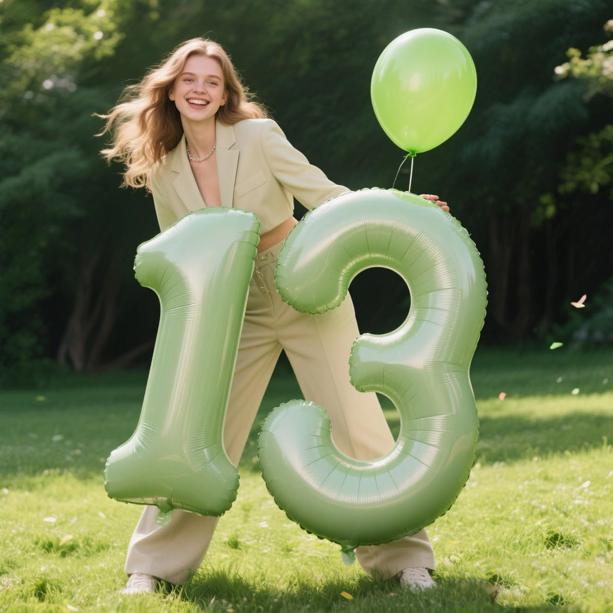 Kelfuoya 40-Inch Olive Green Number 3 Balloon | Giant Foil Mylar Party Decor for Birthdays & Anniversaries