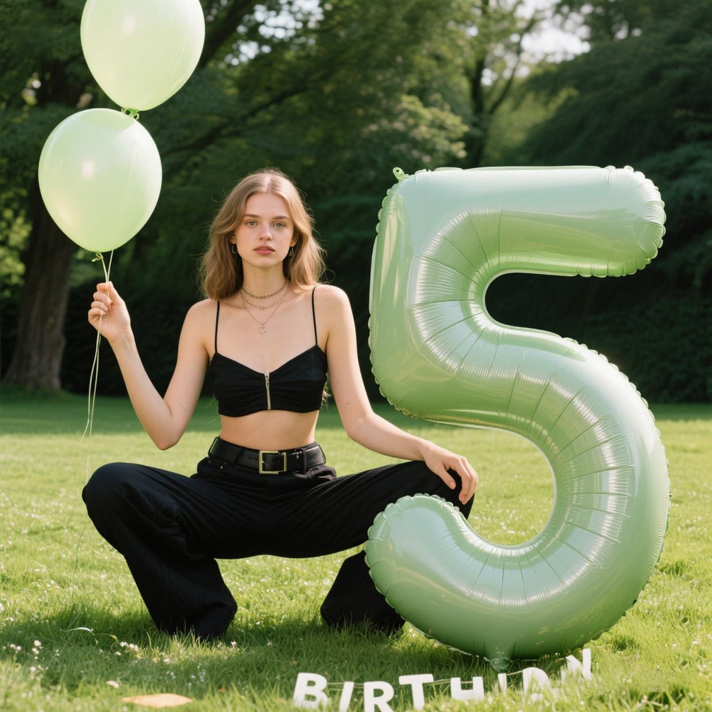 Kelfuoya 40-Inch Olive Green Number 5 Balloon – Jumbo Mylar Foil Helium Balloon