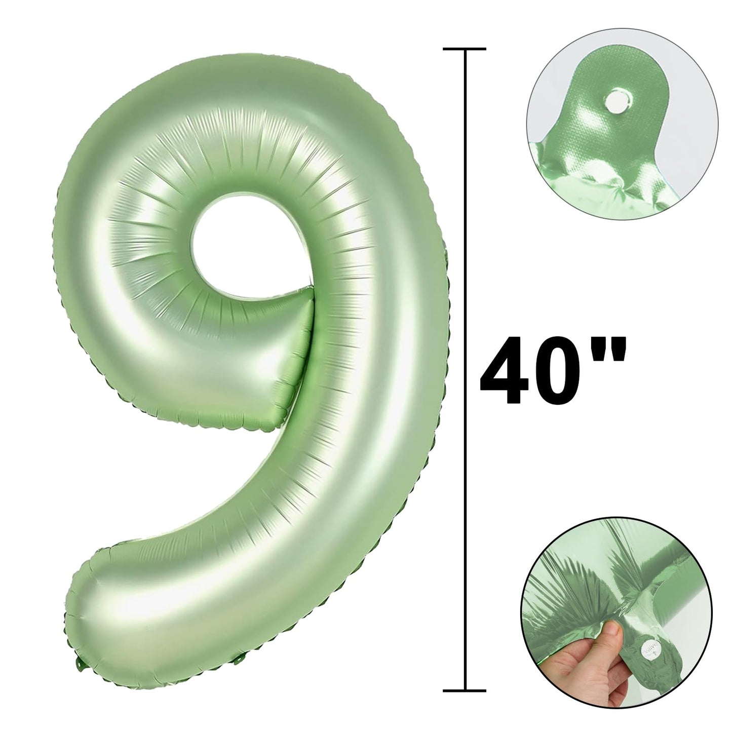 Kelfuoya 40 Inch Olive Green Number 9 Balloon – Jumbo Mylar Foil Helium Balloon for Birthdays & Milestones
