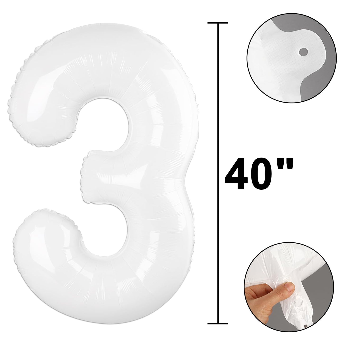 Kelfuoya 40-Inch White Number 13 Balloon — Jumbo Mylar Foil Digital Balloon for Birthdays & Anniversaries
