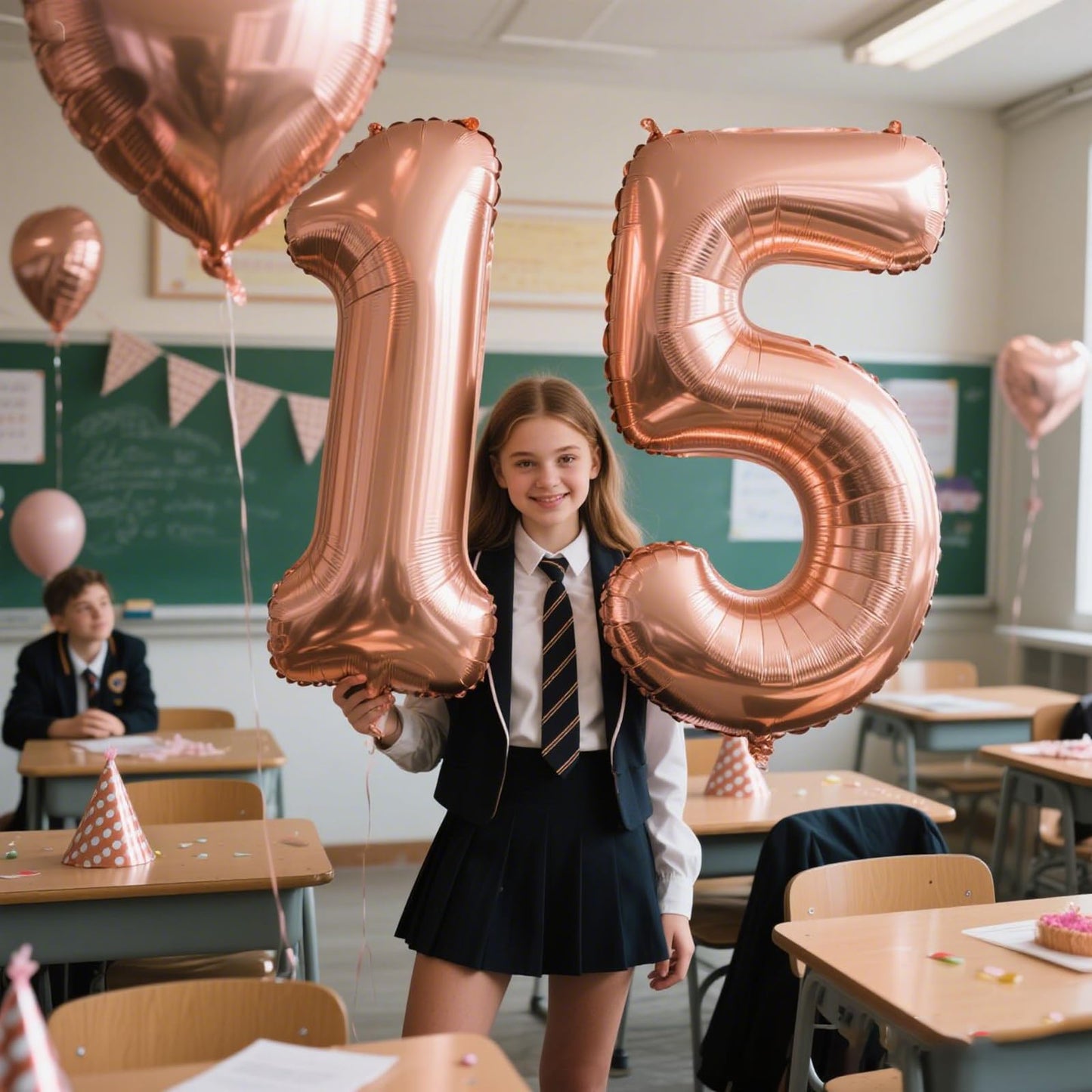Kelfuoya 40-Inch Rose Gold Number 15 Balloon – Jumbo Mylar Foil Party Decoration
