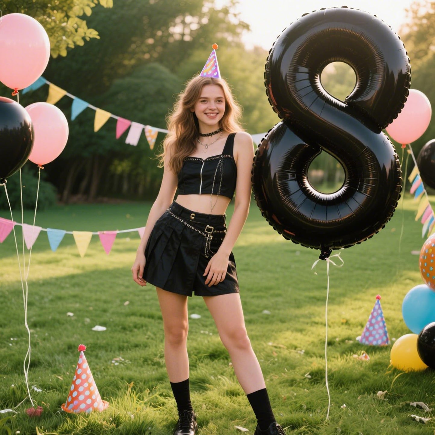 40-Inch Black Number 8 Foil Balloon | Large Mylar Party Balloon for 18th Birthday & 80th Anniversary – Kelfuoya