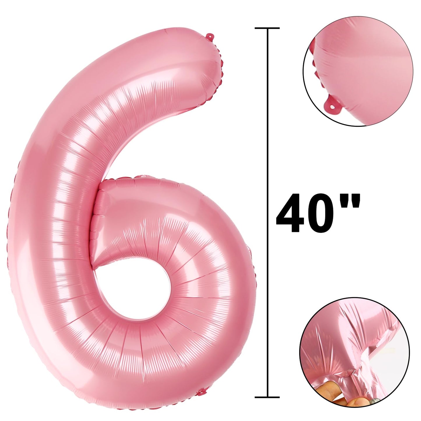 Kelfuoya 40 Inch Pearlescent Pink Foil Number Balloon – Large Mylar Birthday & Anniversary Balloon